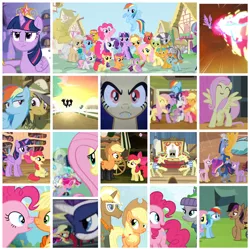 Size: 1920x1920 | Tagged: safe, derpibooru import, edit, edited screencap, screencap, apple bloom, applejack, big macintosh, carrot cake, cup cake, daring do, discord, flam, flim, fluttershy, granny smith, gummy, masked matter-horn, maud pie, mayor mare, mistress marevelous, photo finish, pinkie pie, princess cadance, radiance, rainbow dash, rarity, scootaloo, snails, snips, spike, stellar eclipse, sweetie belle, trenderhoof, twilight sparkle, twilight sparkle (alicorn), zecora, alicorn, bat pony, breezie, bats!, daring don't, filli vanilli, flight to the finish, it ain't easy being breezies, leap of faith, maud pie (episode), pinkie apple pie, power ponies (episode), princess twilight sparkle (episode), rarity takes manehattan, season 4, simple ways, somepony to watch over me, three's a crowd, trade ya, twilight's kingdom, twilight time, apple family, bat ponified, big crown thingy, book, boots, clothes, collage, disabled, element of magic, fangs, fireproof boots, flim flam brothers, flutterbat, golden oaks library, happy, happy birthday mlp:fim, image, jewelry, jpeg, library, mane seven, mane six, mlp fim's tenth anniversary, power ponies, race swap, regalia, scepter, shoes, singing, smiling, twilight scepter