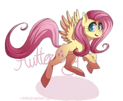 Size: 970x800 | Tagged: safe, artist:magerine, derpibooru import, fluttershy, pegasus, pony, cute, female, image, looking at you, mare, midair, name, open mouth, png, shyabetes, simple background, smiling, solo, spread wings, three quarter view, transparent background, wings