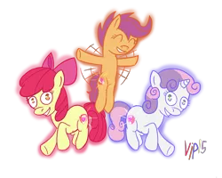 Size: 5000x4000 | Tagged: safe, artist:pixsoda, derpibooru import, apple bloom, scootaloo, sweetie belle, earth pony, pegasus, pony, unicorn, cutie mark, cutie mark crusaders, female, flying, image, png, scootaloo can fly, simple background, the cmc's cutie marks, transparent background