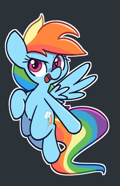 Size: 2500x3889 | Tagged: safe, artist:kindakismet, derpibooru import, rainbow dash, pegasus, pony, backwards cutie mark, black background, female, flying, high res, image, jpeg, mare, open mouth, simple background, solo, spread wings, wings