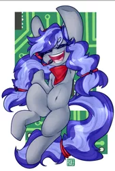 Size: 561x829 | Tagged: safe, artist:bbsartboutique, artist:ruef, derpibooru import, oc, oc:cinnabyte, unofficial characters only, adorkable, armpits, bandana, commission, cute, dork, gaming headphones, gaming headset, headphones, headset, image, png, smiling