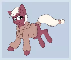 Size: 2294x1915 | Tagged: safe, artist:sneetymist, derpibooru import, oc, oc:lucky cream, earth pony, pony, clothes, female, fluffy, fluffy sweater, fur coat, hoodie, image, mare, png, pom pom (clothes), solo, sweater, winter clothes, winter coat, winter outfit