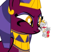 Size: 1940x1411 | Tagged: safe, artist:shelikof launch, derpibooru import, sphinx (character), oc, oc:tiny jasmini, hybrid, pegasus, pony, sphinx, alternate hairstyle, clothes, cute, derpibooru exclusive, female, image, mare, pegasus oc, png, show accurate, simple background, size difference, transparent background, wings