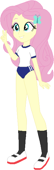 Size: 187x581 | Tagged: safe, artist:selenaede, artist:wolf, derpibooru import, fluttershy, equestria girls, alternate clothes, base used, buruma, clothes, gym uniform, hairpin, image, japanese, moon runes, peace sign, png, shirt, shoes, slippers, socks, sports panties, uwabaki
