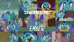 Size: 1976x1111 | Tagged: safe, derpibooru import, edit, edited screencap, editor:quoterific, screencap, auburn vision, berry blend, berry bliss, fluttershy, garble, princess ember, spike, thorax, changedling, changeling, dragon, gauntlet of fire, school daze, sweet and smoky, triple threat, dragon egg, friendship student, image, king thorax, png
