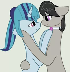 Size: 1198x1232 | Tagged: safe, artist:jadethepegasus, derpibooru import, octavia melody, sonata dusk, earth pony, unicorn, bowtie, cute, female, image, lesbian, png, ponytail, romance, romantic, shipping, sonatabetes, sontavia