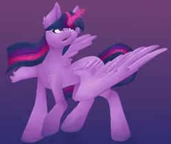 Size: 3366x2846 | Tagged: safe, artist:skyblazeart, derpibooru import, twilight sparkle, twilight sparkle (alicorn), alicorn, pony, female, image, magic, mare, png, simple background, solo, spread wings, wings