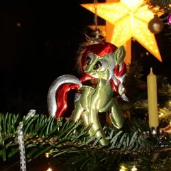 Size: 1024x1024 | Tagged: safe, artist:malte279, derpibooru import, oc, oc:colonia, earth pony, christmas, christmas lights, christmas tree, craft, earth pony oc, hearth's warming eve, holiday, image, jpeg, metal foil, relief, tree