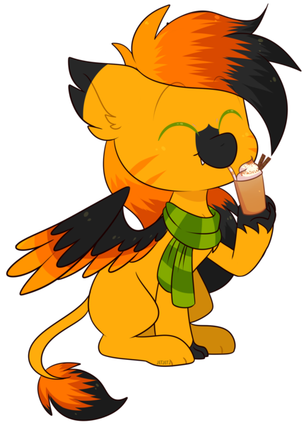 Size: 1884x2608 | Tagged: safe, artist:jetjetj, derpibooru import, part of a set, oc, hybrid, chibi, clothes, colored wings, commission, cute, image, male, png, scarf, simple background, solo, transparent background, two toned wings, wings, ych result