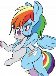 Size: 1459x1960 | Tagged: safe, artist:steelsoul, derpibooru import, rainbow dash, rumble, pegasus, pony, age difference, blushing, colt, female, image, jpeg, male, mare, rumbledash, shipping, simple background, straight, straight shota