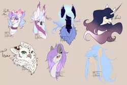 Size: 3000x2000 | Tagged: safe, artist:minelvi, derpibooru import, oc, unofficial characters only, alicorn, bird, owl, pony, unicorn, alicorn oc, brown background, bust, chest fluff, choker, ear piercing, eyelashes, female, horn, image, jewelry, mare, necklace, piercing, png, simple background, unicorn oc, wings