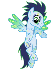 Size: 4060x5552 | Tagged: safe, artist:osipush, derpibooru import, edit, editor:nc-tv, soarin', pegasus, pony, alternative cutie mark placement, colored wings, commission, cutie mark magic, facial cutie mark, flying, gradient wings, image, looking down, male, png, simple background, smiling, stallion, transparent background, vector, wings