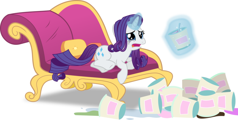 Size: 7938x4000 | Tagged: safe, artist:frownfactory, derpibooru import, rarity, pony, unicorn, inspiration manifestation, couch, crying, fainting couch, female, food, horn, ice cream, image, magic, makeup, mare, marshmelodrama, mascarity, messy mane, png, rarity being rarity, running makeup, simple background, solo, transparent background, vector