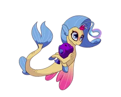 Size: 2738x2190 | Tagged: safe, artist:chedx, derpibooru import, princess skystar, fish, seapony (g4), my little pony: the movie, bioluminescent, blue eyes, colored wings, dorsal fin, female, fins, fish tail, flower, flower in hair, flowing mane, flowing tail, freckles, hug, image, png, simple background, smiling, solo, tail, transparent background, wings