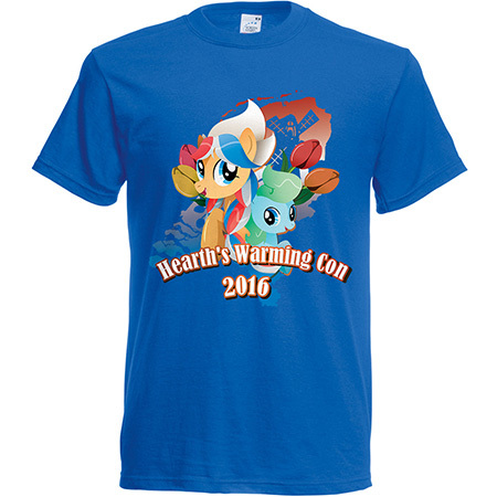 Size: 450x450 | Tagged: safe, derpibooru import, oc, oc:ember, oc:ember (hwcon), oc:glace (hwcon), blue, clothes, hearth's warming con, hearth's warming con 2016, image, jpeg, merchandise, netherlands, shirt, tulip, windmill