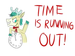 Size: 1024x768 | Tagged: safe, artist:horsesplease, derpibooru import, alice the reindeer, alice in wonderland, clock, doodle, evil grin, grin, image, jpeg, pun, smiling, time