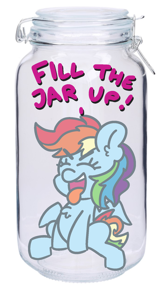 Size: 1000x1800 | Tagged: suggestive, artist:threetwotwo32232, derpibooru import, rainbow dash, pegasus, pony, cum jar, female, image, jar, lewd container meme, mare, png