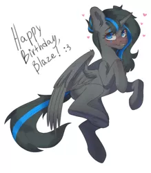 Size: 1793x2048 | Tagged: safe, artist:chibadeer, derpibooru import, oc, oc:blaze, unofficial characters only, alicorn, pony, alicorn oc, female, happy birthday, horn, image, jpeg, mare, simple background, solo, white background, wings