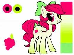 Size: 1280x960 | Tagged: safe, derpibooru import, oc, unofficial characters only, earth pony, pony, bow, earth pony oc, hair bow, heterochromia, image, jpeg, not apple bloom, reference sheet, simple background, smiling, solo, white background