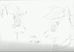 Size: 7200x5100 | Tagged: safe, artist:ahsokafan100, derpibooru import, applejack, earth pony, pony, the last problem, drawing, happy birthday mlp:fim, image, jpeg, mlp fim's tenth anniversary, older, older applejack, sketch, solo, traditional art