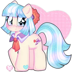 Size: 2989x3000 | Tagged: safe, artist:bunxl, derpibooru import, coco pommel, earth pony, pony, blushing, cocobetes, cute, eye clipping through hair, female, heart eyes, image, mare, png, shy, simple background, solo, transparent background, wingding eyes