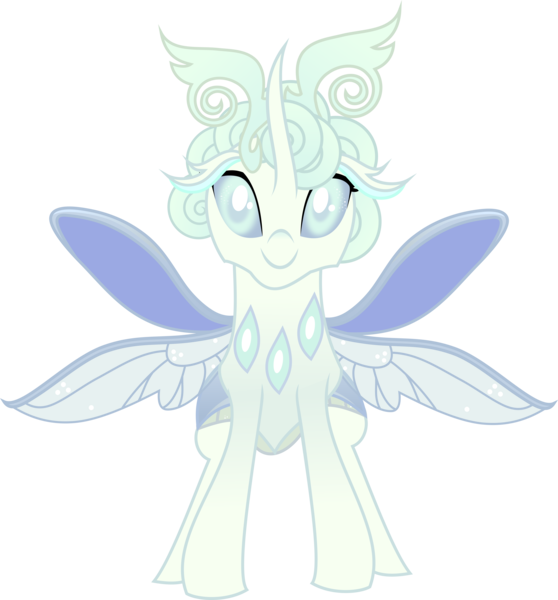Size: 6364x6841 | Tagged: safe, artist:lincolnbrewsterfan, derpibooru import, oc, oc:snowflake mist, changedling, changeling, antlers, beautiful, carapace, changedling oc, changedling princess, changeling oc, derpibooru exclusive, elegant, female, happy, horn, horns, image, looking at you, pale color, png, princess, requested art, rhinestone, rhinestones, simple background, smiling, smiling at you, .svg available, transparent background, transparent wings, vector, wings