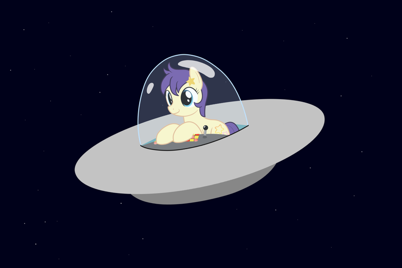 Size: 1500x1000 | Tagged: safe, artist:mightyshockwave, derpibooru import, star dancer, image, png, space, space pony, star dancer appreciation collab, ufo