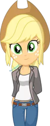 Size: 941x2331 | Tagged: safe, artist:steyrrdash, derpibooru import, applejack, equestria girls, clothes, female, image, jacket, png, simple background, solo, transparent background, vector