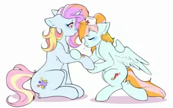 Size: 2560x1607 | Tagged: safe, artist:pledus, author:bigonionbean, derpibooru import, fleur-de-lis, lightning dust, nurse redheart, sassy saddles, oc, oc:exquisite attire, oc:instant care, earth pony, pegasus, pony, unicorn, adorable face, blowing, bruised, commissioner:bigonionbean, cute, cutie mark, female, fusion, fusion:exquisite attire, fusion:instant care, hat, image, jpeg, mare, nurse hat, ocbetes, teary eyes, wings