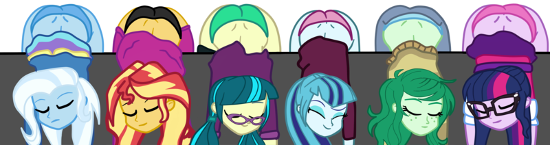 Size: 5385x1428 | Tagged: suggestive, artist:gmaplay, derpibooru import, juniper montage, sci-twi, sonata dusk, sunset shimmer, trixie, twilight sparkle, wallflower blush, equestria girls, ass, ass up, black underwear, blue panties, blue underwear, bunset shimmer, butt, clothes, cyan underwear, face down ass up, green underwear, image, junibum montage, pink underwear, png, purple underwear, sci-twibutt, sleeping, sonata donk, the ass was fat, the great and powerful ass, twibutt, underwear, wallflower butt