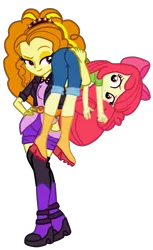 Size: 2438x3984 | Tagged: safe, artist:gmaplay, derpibooru import, adagio dazzle, apple bloom, equestria girls, apple bloom is not amused, bloom butt, butt, carried over the shoulder, carrying, image, kidnapped, over the shoulder, png, unamused