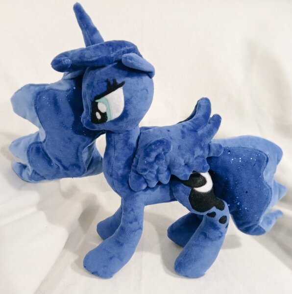 Size: 1017x1024 | Tagged: safe, artist:cwossie, derpibooru import, princess luna, alicorn, cutie mark, ethereal mane, female, galaxy mane, image, jpeg, photo, plushie, princess, royalty, solo, solo female, spread wings, wings