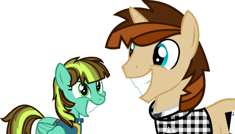 Size: 1328x760 | Tagged: safe, artist:pegasski, derpibooru import, oc, oc:aqua haze, unofficial characters only, pegasus, pony, unicorn, fallout equestria, base used, clothes, female, grin, horn, image, mare, pegasus oc, png, simple background, smiling, transparent background, unicorn oc, vault suit, wings