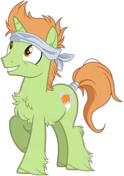 Size: 1389x1970 | Tagged: safe, artist:fibonaccis, derpibooru import, oc, oc:fox trotter, unofficial characters only, pony, unicorn, base used, chest fluff, headband, image, male, png, simple background, solo, stallion, tail wrap, transparent background