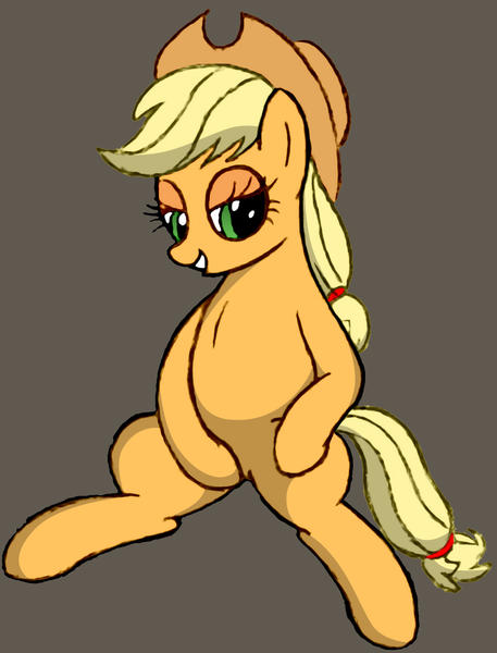 Size: 928x1218 | Tagged: suggestive, derpibooru import, applejack, earth pony, pony, belly, image, looking at you, masturbation, png, simple background, solo