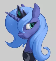 Size: 825x900 | Tagged: safe, artist:amarynceus, edit, editor:edits of hate, editor:unofficial edits thread, princess luna, alicorn, pony, bust, female, gray background, image, jpeg, mare, s1 luna, simple background, skin cancer removal, solo, watermark removal, worried