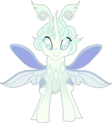 Size: 6364x6968 | Tagged: safe, artist:lincolnbrewsterfan, derpibooru import, oc, oc:snowflake mist, changedling, changeling, antlers, beautiful, carapace, changedling oc, changedling princess, changeling oc, derpibooru exclusive, elegant, female, happy, horn, horns, image, looking at you, pale color, png, princess, requested art, rhinestone, rhinestones, simple background, smiling, smiling at you, .svg available, transparent background, transparent wings, vector, wings