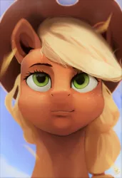 Size: 1175x1716 | Tagged: safe, artist:scarlet wayfarer, derpibooru import, applejack, earth pony, pony, bust, image, jpeg, portrait, solo