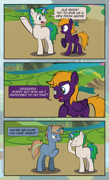 Size: 1920x3169 | Tagged: safe, artist:alexdti, derpibooru import, oc, oc:ale, oc:marco, oc:umberto, unofficial characters only, pegasus, pony, unicorn, comic:quest for friendship, facehoof, female, image, jpeg, male, mare, stallion