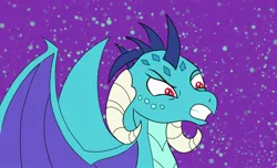 Size: 1832x1116 | Tagged: safe, artist:polar_storm, derpibooru import, princess ember, dragon, angry, digital art, dragoness, female, frown, image, jpeg, red eyes, simple background, solo
