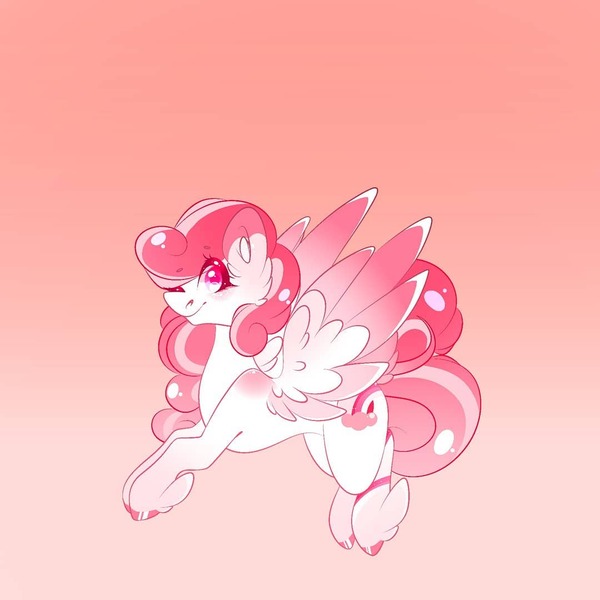 Size: 1080x1080 | Tagged: safe, artist:tessa_key_, derpibooru import, oc, unofficial characters only, pegasus, pony, ear fluff, feathered fetlocks, gradient background, hoof polish, image, jpeg, pegasus oc, smiling, solo, two toned wings, wings