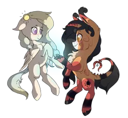 Size: 2009x1849 | Tagged: safe, artist:cookietasticx3, derpibooru import, oc, unofficial characters only, pegasus, pony, unicorn, chest fluff, duo, flying, horn, image, pegasus oc, png, smiling, unicorn oc, wings