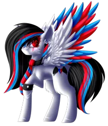 Size: 2205x2569 | Tagged: safe, artist:mediasmile666, derpibooru import, oc, unofficial characters only, pegasus, pony, ear piercing, female, heterochromia, image, mare, necktie, piercing, png, raised hoof, simple background, solo, standing, transparent background