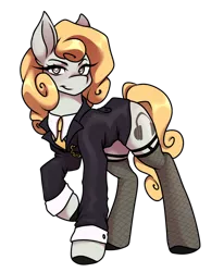 Size: 660x800 | Tagged: artist needed, safe, derpibooru import, oc, oc:sophie hoofington, earth pony, pony, blonde, business suit, clothes, cutie mark, female, image, looking at you, mare, necktie, png, simple background, solo, transparent background