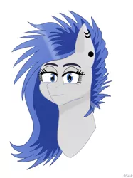 Size: 569x759 | Tagged: safe, artist:yukine001, derpibooru import, oc, oc:aqua, unofficial characters only, earth pony, pony, bust, commission, digital art, earth pony oc, eyebrows, eyelashes, female, image, mare, piercing, png, simple background, smiling, solo