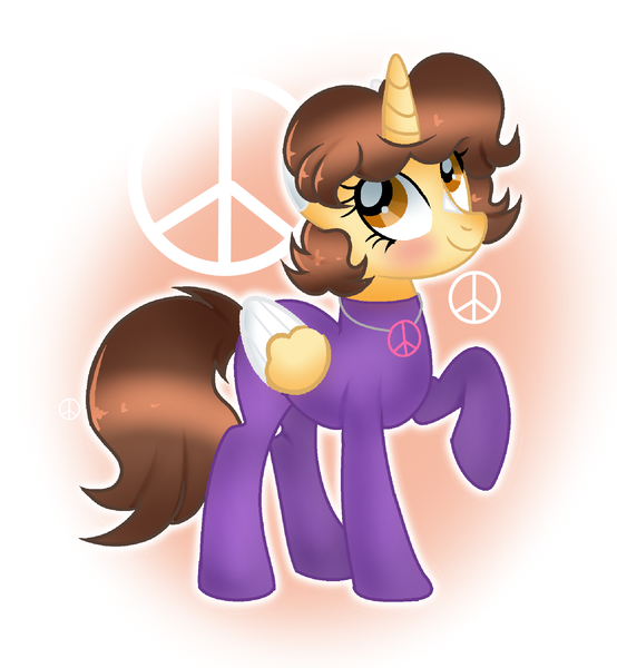 Size: 1878x2034 | Tagged: safe, artist:doraeartdreams-aspy, derpibooru import, oc, oc:aspen, alicorn, alicorn oc, base used, blushing, bodysuit, catsuit, clothes, happy, hippie, horn, image, jewelry, latex, latex suit, necklace, peaceful, peace suit, peace symbol, png, rubber suit, smiling, wings