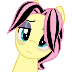 Size: 918x918 | Tagged: safe, artist:melonmilk, derpibooru import, fluttershy, pegasus, pony, bust, butterscotch, cute, disappointed, emo, emoscotch, emoshy, image, male, png, rule 63, show accurate, shyabetes, solo, tired