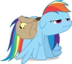 Size: 3371x3000 | Tagged: safe, artist:frownfactory, derpibooru import, rainbow dash, pegasus, pony, games ponies play, bag, eyes half closed, faic, female, floppy ears, high res, image, mare, png, saddle bag, simple background, solo, transparent background, vector, wings