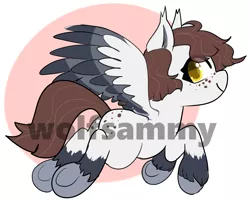 Size: 1710x1379 | Tagged: safe, artist:wolfsam, derpibooru import, oc, pegasus, pony, adoptable, adoptable open, auction, character, commission, freckles, image, link in description, png, simple background, solo, watermark