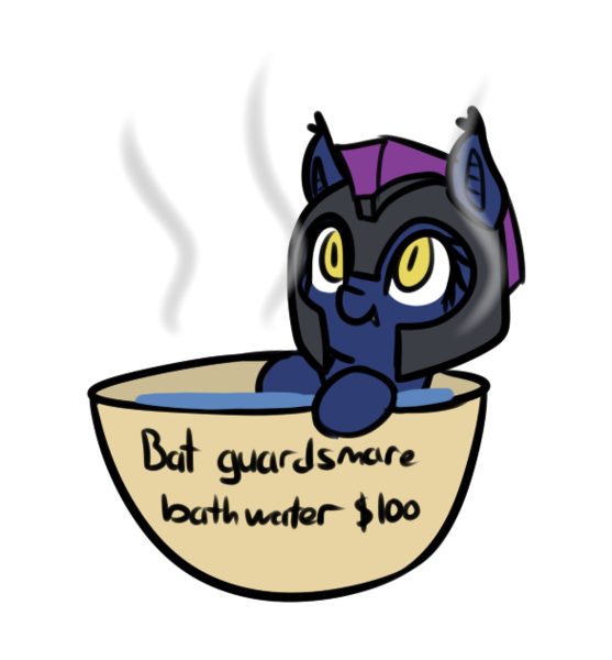 Size: 586x631 | Tagged: suggestive, artist:neuro, oc, unofficial characters only, bat pony, pony, armor, bath water, female, guardsmare, helmet, image, mare, png, royal guard, simple background, solo, steam, transparent background